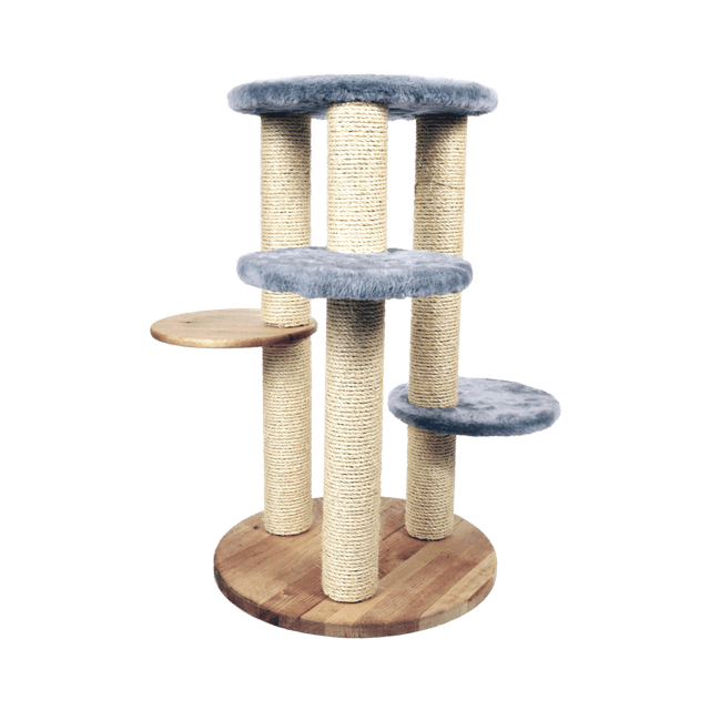 Comme Un Roi - Arbre à Chat Griffoir 3 Colonnes Fourrure Grise