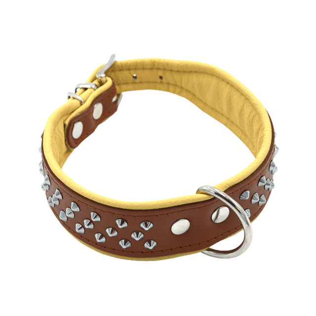 Comme Un Roi - Collier Cuir Clouté So Chic Caramel pour Chien