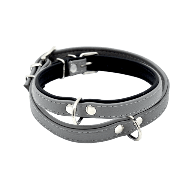 Comme Un Roi - Collier Cuir So Nature Gris / Noir pour Chien