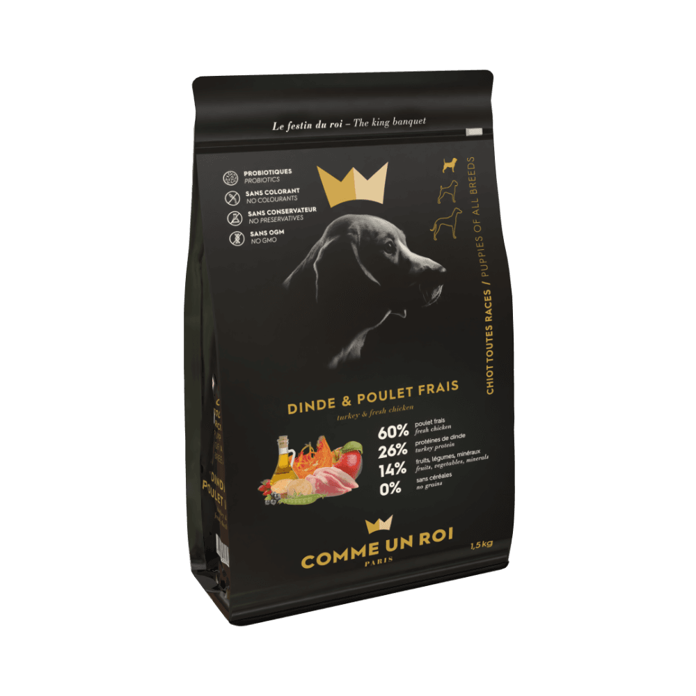 Comme Un Roi - Croquettes Sans Céréales Dinde et Poulet Frais Chiot