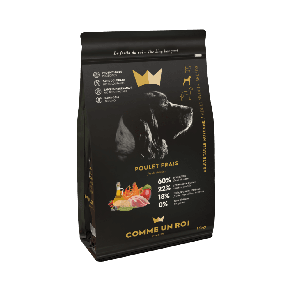 Comme Un Roi - Croquettes Sans Céréales Poulet Frais Chien Adulte Moyenne Taille