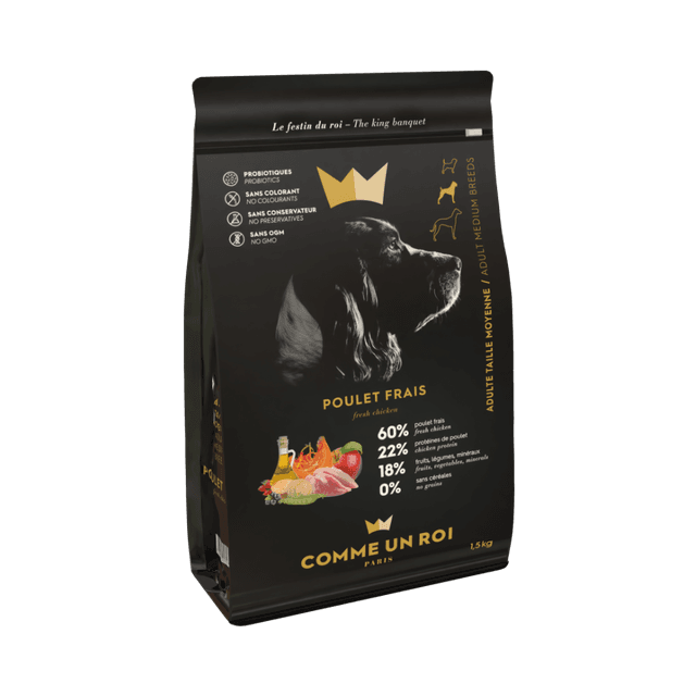 Comme Un Roi - Croquettes Sans Céréales Poulet Frais Chien Adulte Moyenne Taille