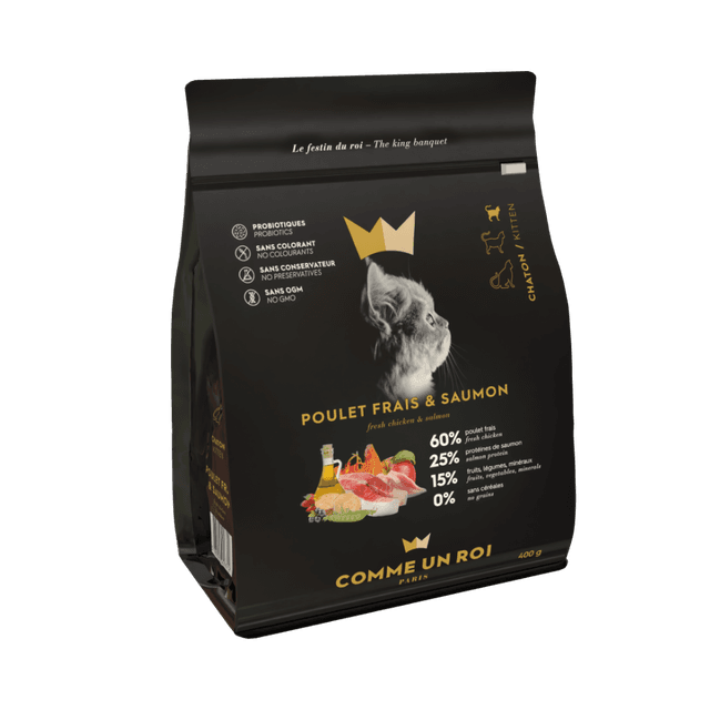 Comme Un Roi - Croquettes Sans Céréales Poulet Frais et Saumon Chaton