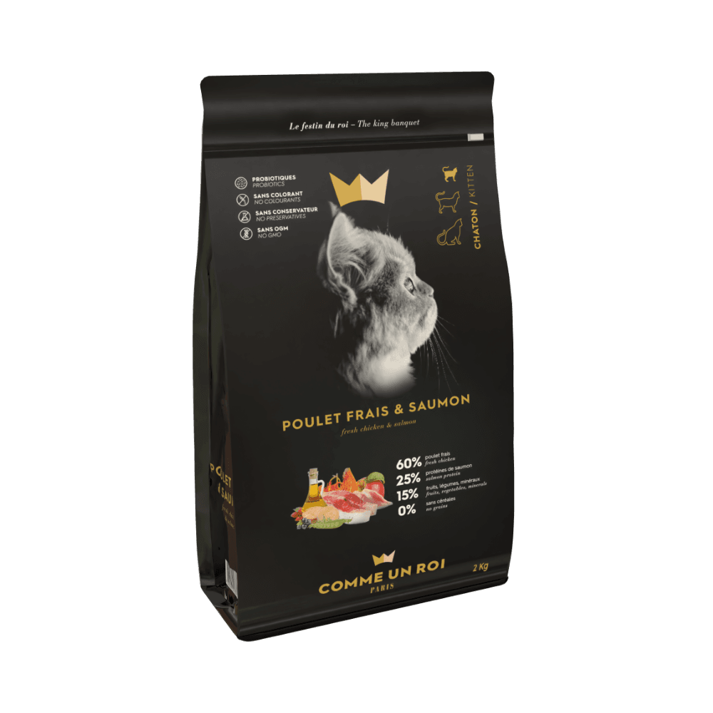Comme Un Roi - Croquettes Sans Céréales Poulet Frais et Saumon Chaton