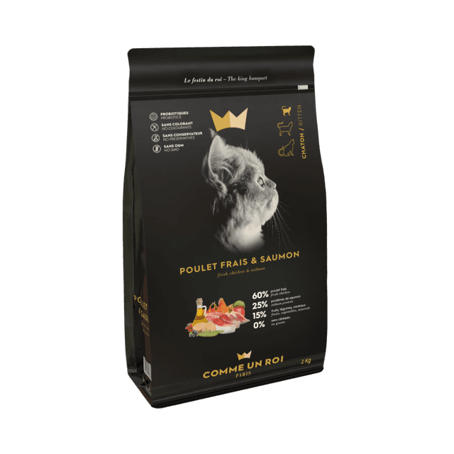 Comme Un Roi - Croquettes Sans Céréales Poulet Frais et Saumon Chaton