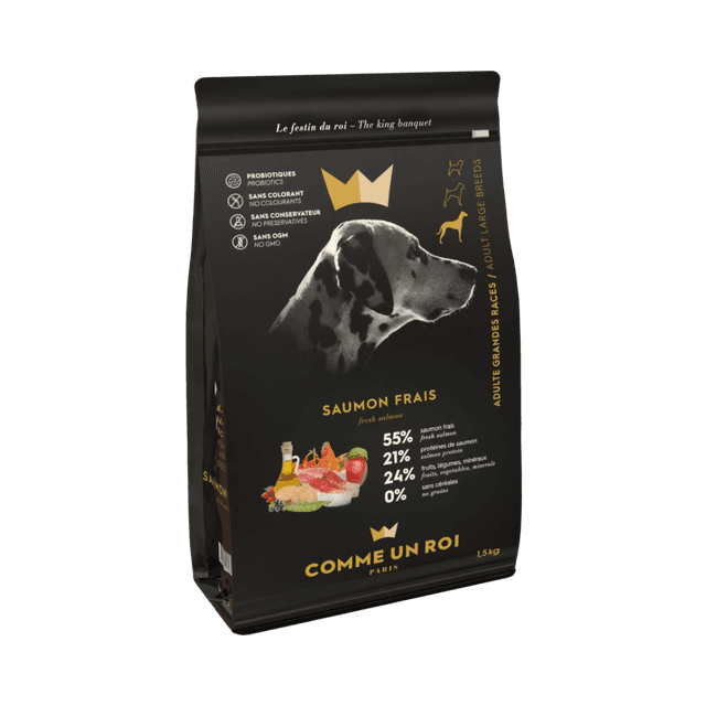 Comme Un Roi - Croquettes Sans Céréales Saumon Frais Chien Adulte Grande Taille