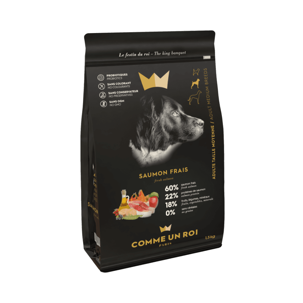 Comme Un Roi - Croquettes Sans Céréales Saumon Frais Chien Adulte Moyenne Taille