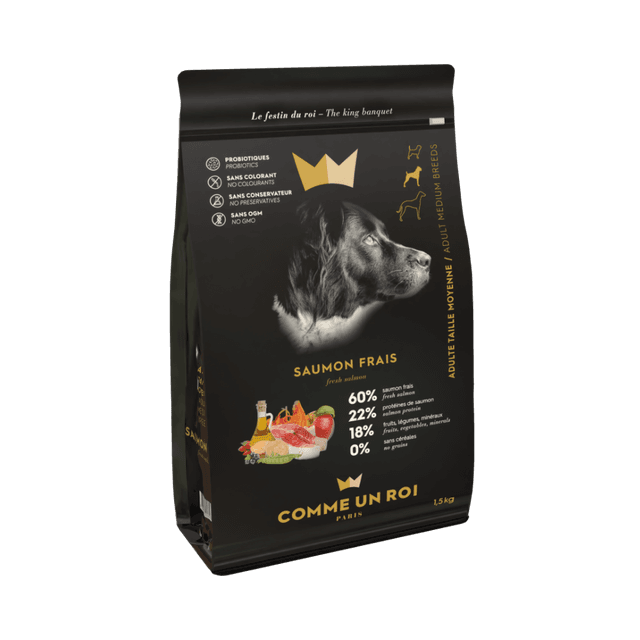 Comme Un Roi - Croquettes Sans Céréales Saumon Frais Chien Adulte Moyenne Taille