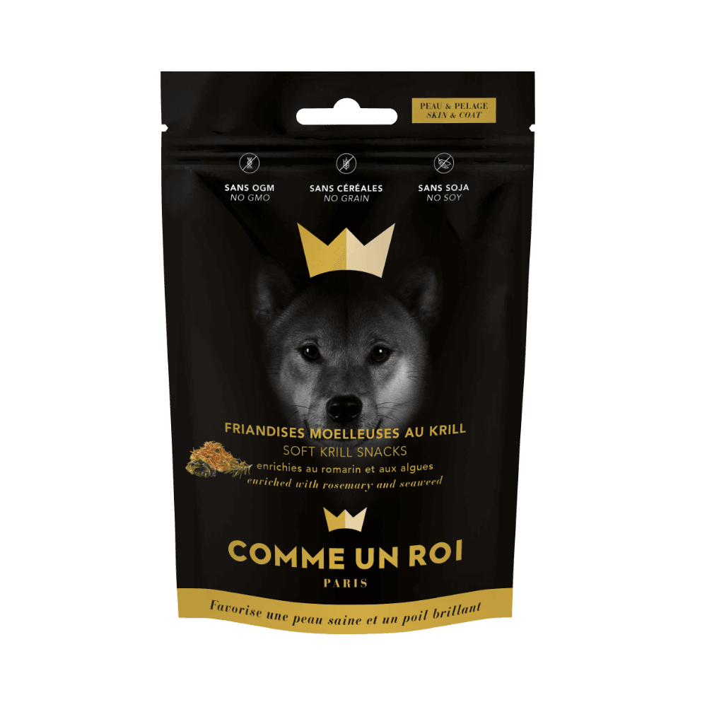 Comme Un Roi - Friandises Sans Céréale Krill Romarin pour le Pelage Chien 100 gr