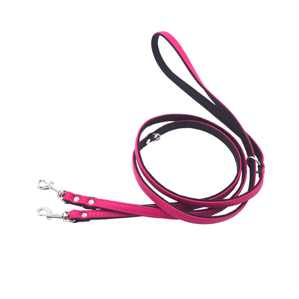 Comme Un Roi - Laisse Cuir Ajustable Plate So Funky Rose / Noir pour Chien - TU