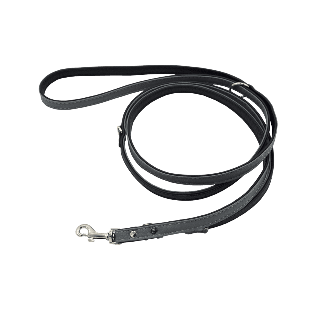 Comme Un Roi - Laisse Cuir Ajustable Plate So Nature Gris / Noir pour Chien - TU