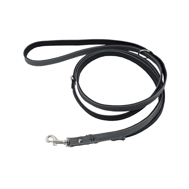Comme Un Roi - Laisse Cuir Ajustable Plate So Nature Gris / Noir pour Chien - TU