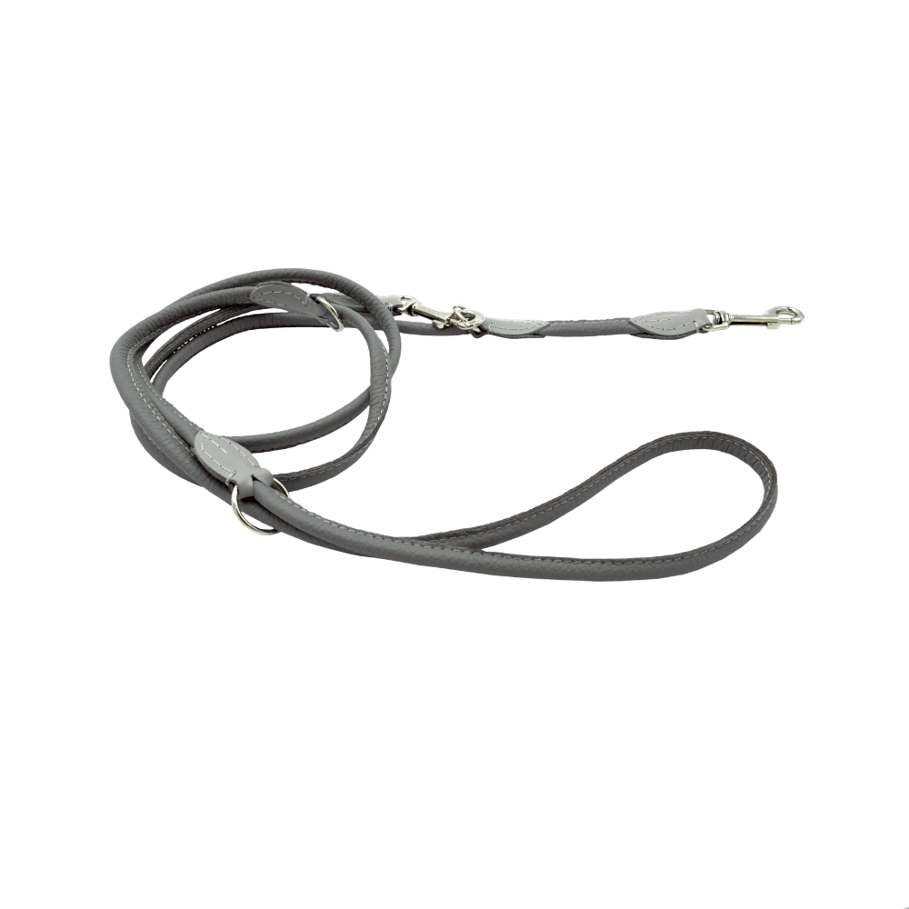 Comme Un Roi - Laisse Cuir Ajustable So Nature Gris pour Chien ou Chat - TU