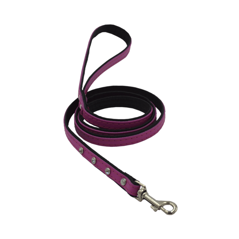 Comme Un Roi - Laisse Cuir et Strass So Funky Rose / Noir pour Chien ou Chat - TU