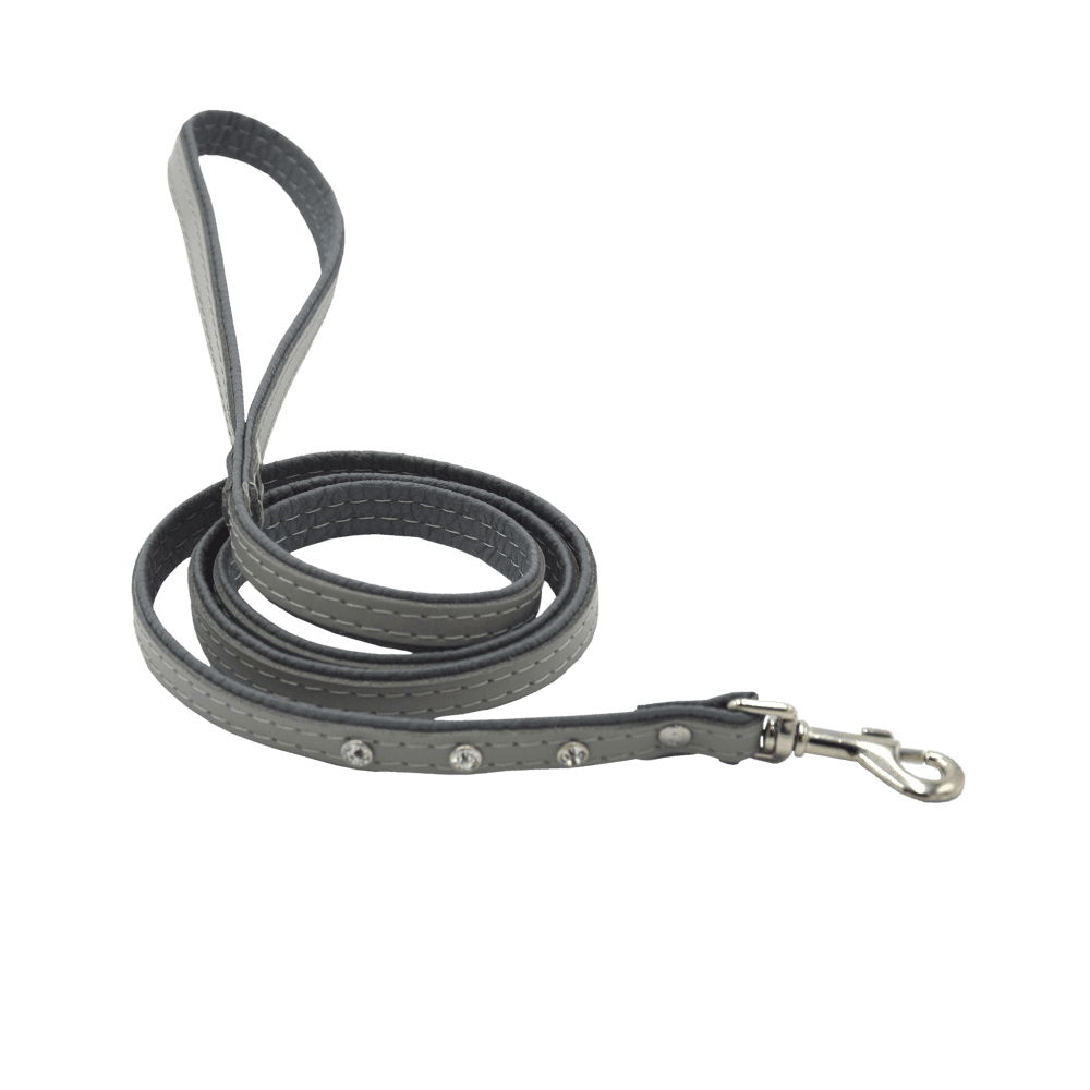 Comme Un Roi - Laisse Cuir et Strass So Nature Gris pour Chien ou Chat - TU
