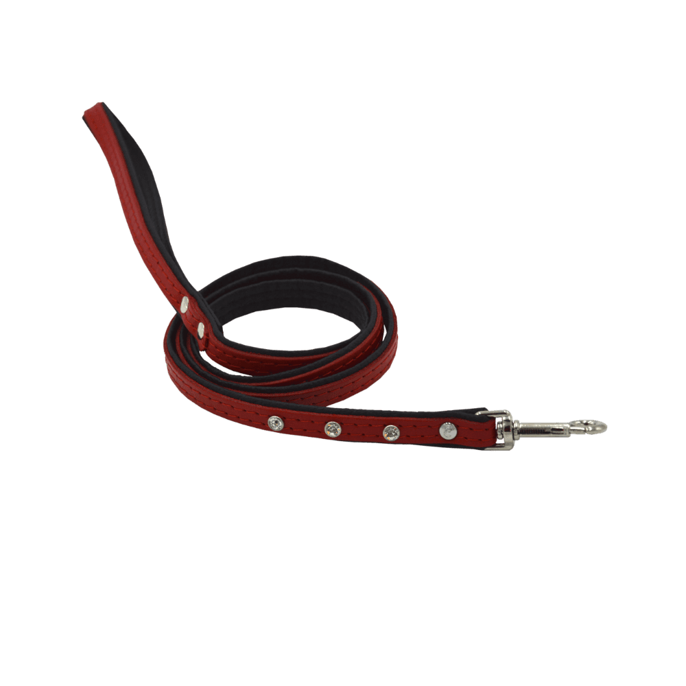 Comme Un Roi - Laisse Cuir et Strass So Trendy Rouge / Noir pour Chien ou Chat - TU