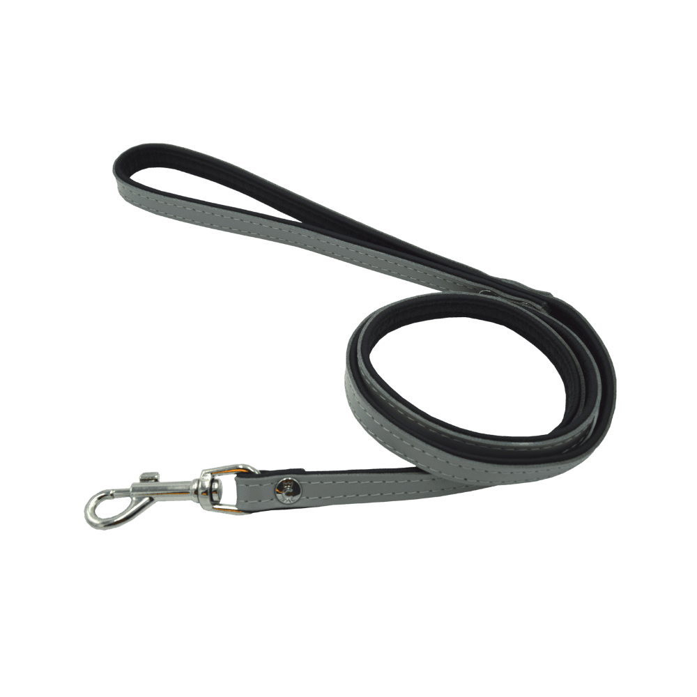 Comme Un Roi - Laisse Large Cuir So Nature Gris / Noir pour Chien ou Chat - TU