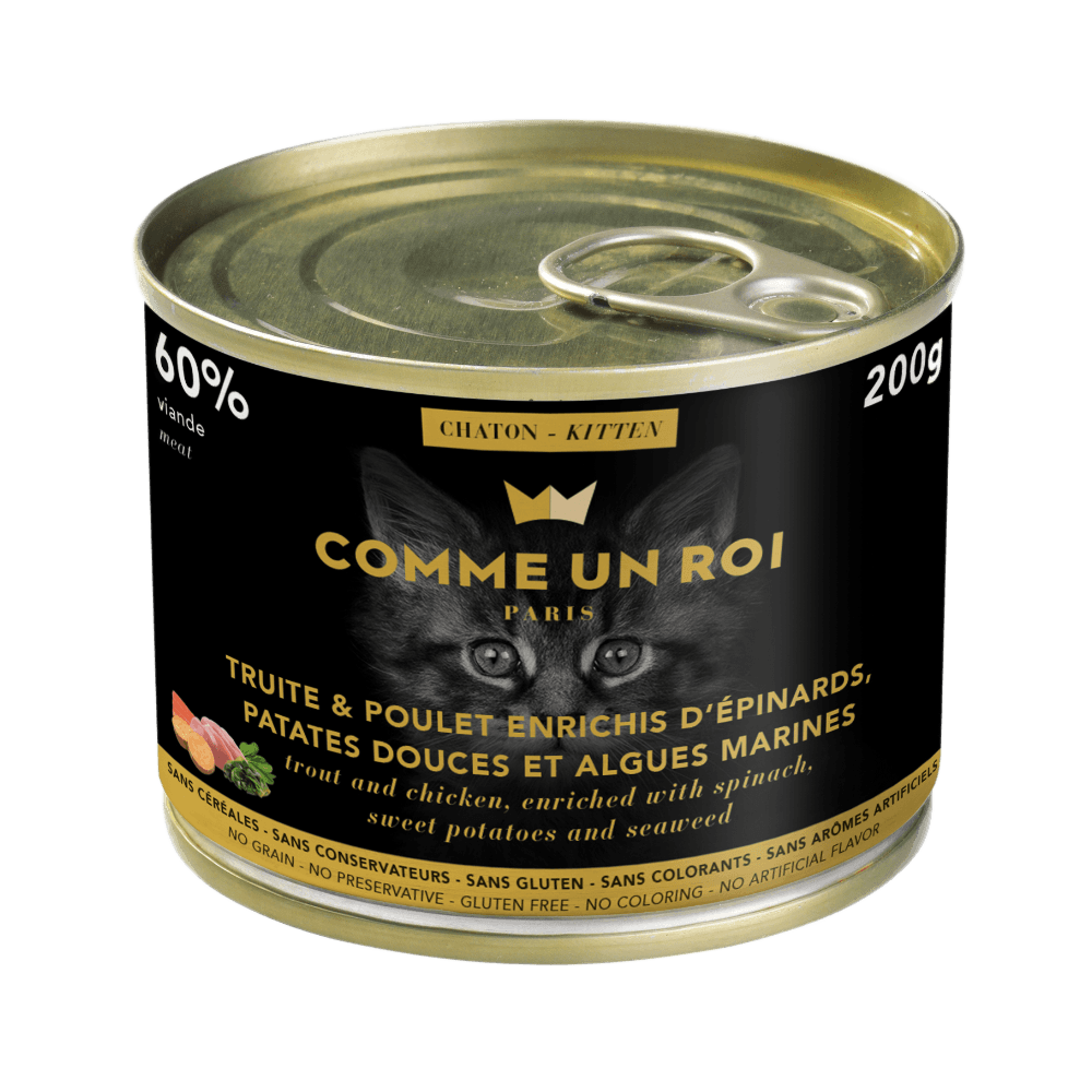 Comme Un Roi - Pâtée Sans Céréale Truite Chaton 200gr