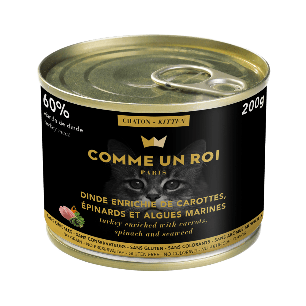 Comme Un Roi - Pâtée Sans Céréales Dinde Chaton 200 gr
