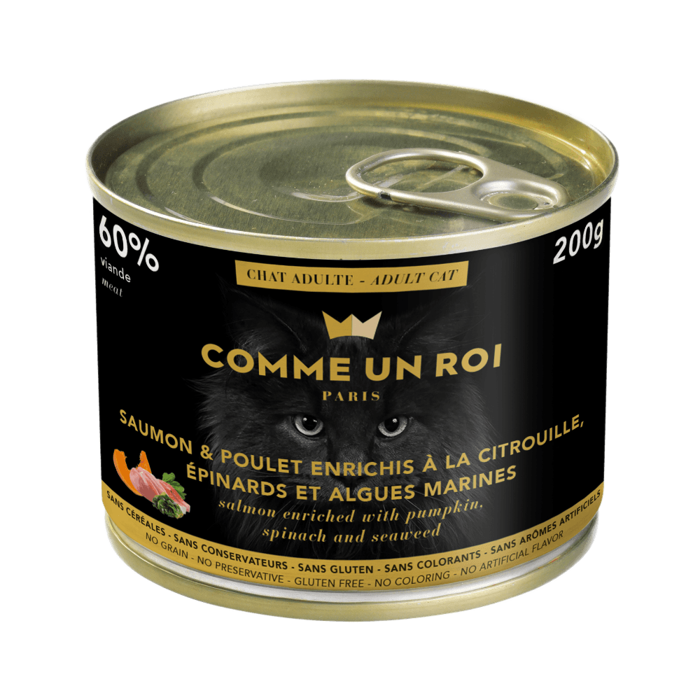 Comme Un Roi - Pâtée Sans Céréales Saumon Chat Adulte 200 gr