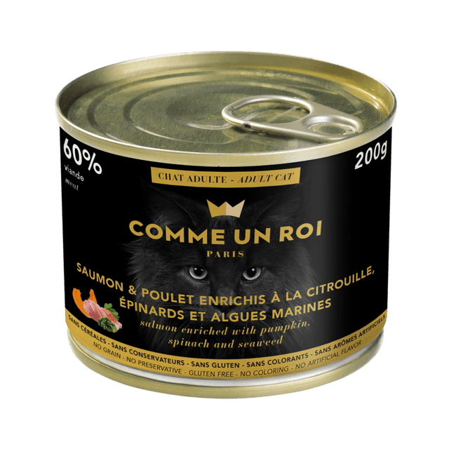 Comme Un Roi - Pâtée Sans Céréales Saumon Chat Adulte 200 gr
