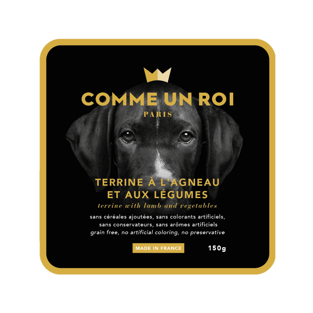 Comme Un Roi - Terrine Sans Céréales Ajoutées à l'Agneau et aux Légumes Chien 150 gr