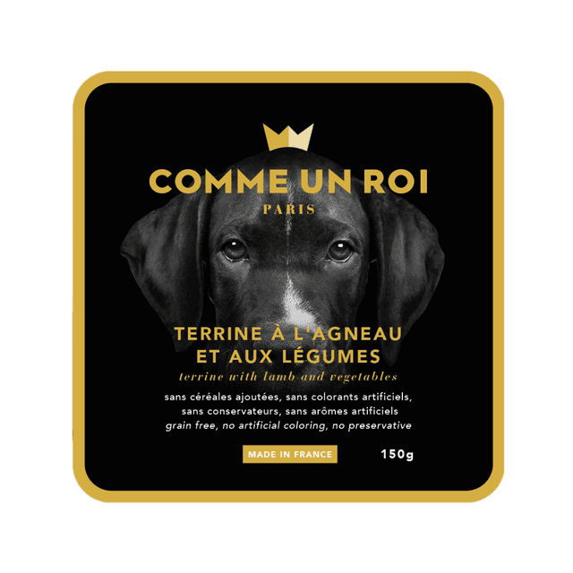 Comme Un Roi - Terrine Sans Céréales Ajoutées à l'Agneau et aux Légumes Chien 150 gr