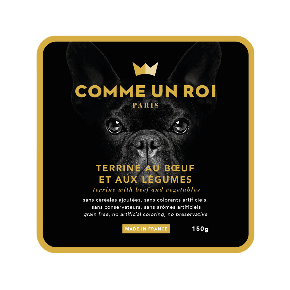 Comme Un Roi - Terrine Sans Céréales Ajoutées au Boeuf et aux Légumes Chien 150 gr