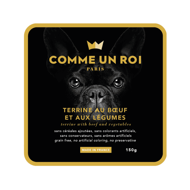 Comme Un Roi - Terrine Sans Céréales Ajoutées au Boeuf et aux Légumes Chien 150 gr