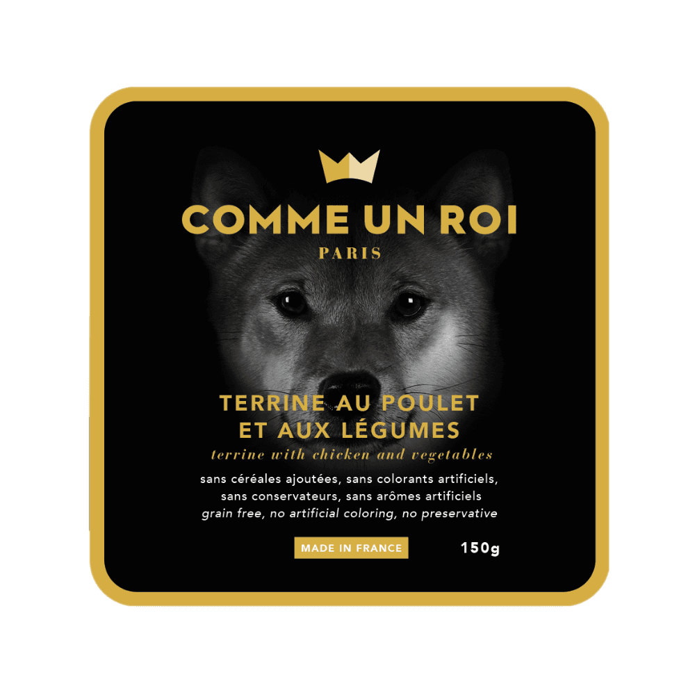 Comme Un Roi - Terrine Sans Céréales Ajoutées au Poulet et aux Légumes Chien 150 gr