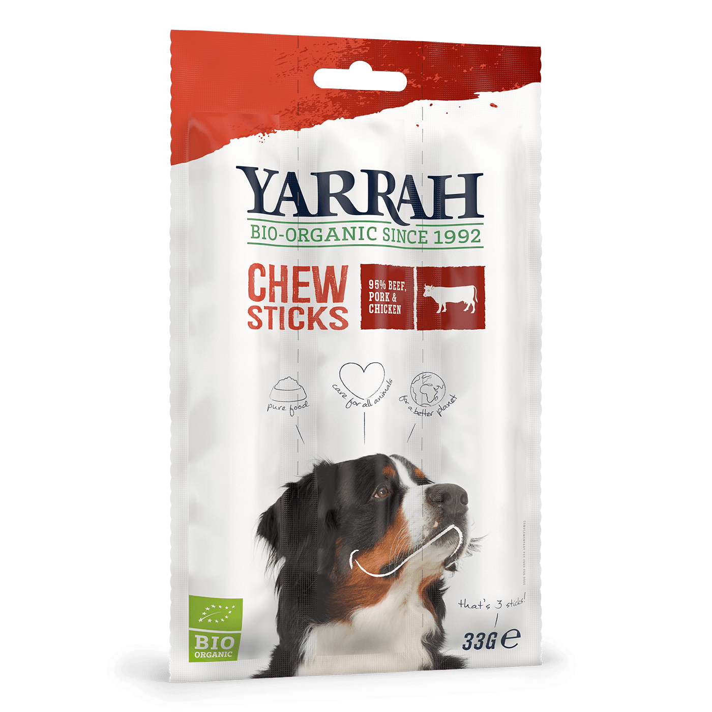 Yarrah - Bâtonnets à Mâcher Bio au Boeuf Chien 33gr