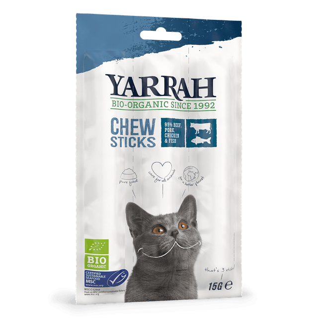Yarrah - Bâtonnets à Mâcher Bio au Poisson Label MSC Chat 15gr
