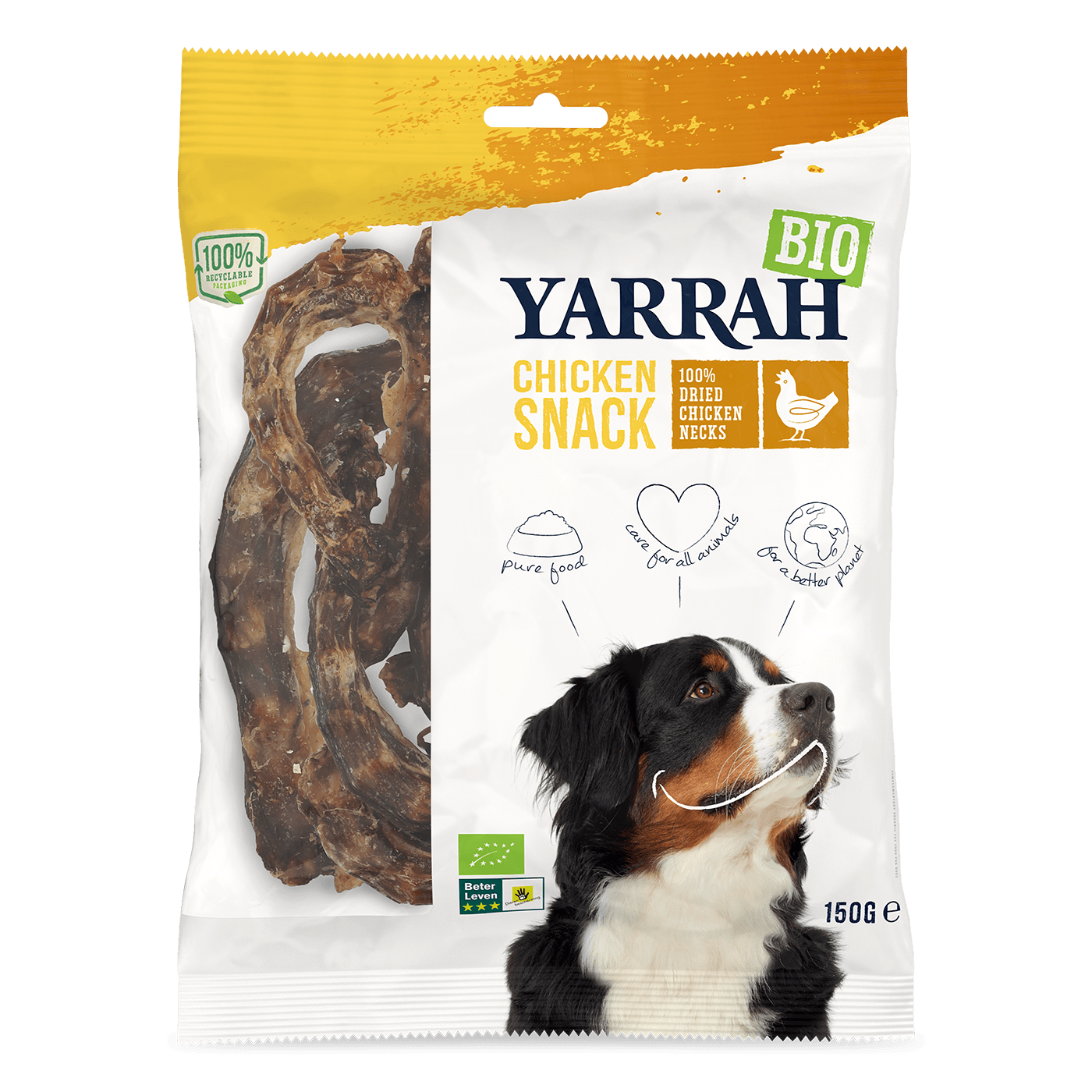 Yarrah - Cous de Poulet Séchés Bio Chien 150gr