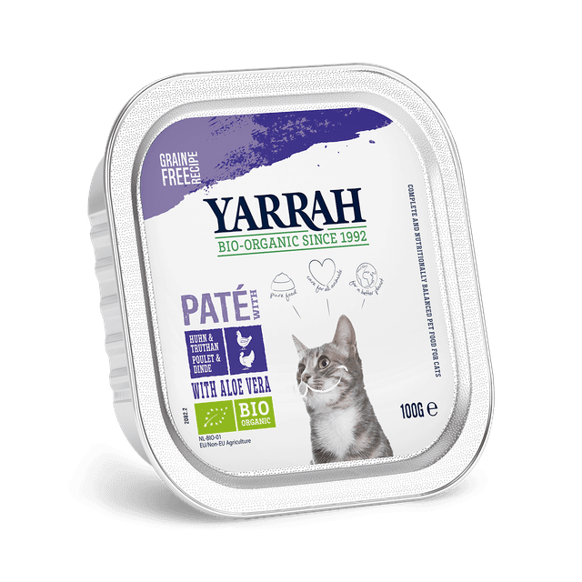 Yarrah - Terrine Bio Sans Céréales Poulet & Dinde Chat 100gr