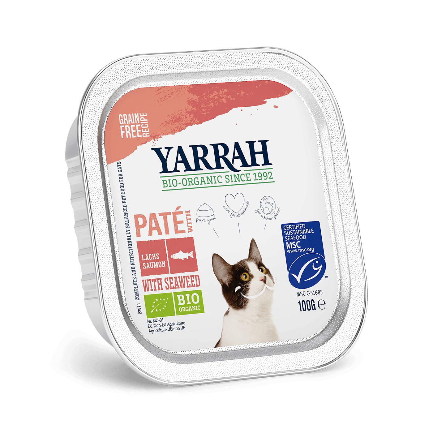 Yarrah - Terrine Bio Sans Céréales Saumon label MSC Chat 100gr