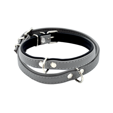 Comme Un Roi - Collier Cuir So Nature Gris pour Chat - TU