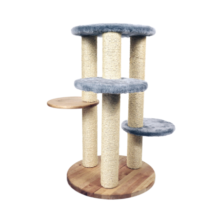 Comme Un Roi - Arbre à Chat Griffoir 3 Colonnes Fourrure Grise