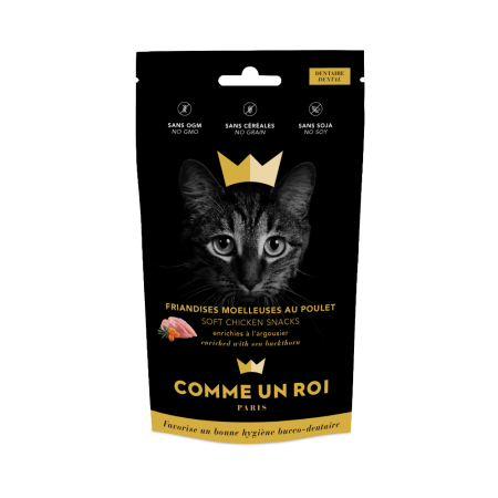 Comme Un Roi - Friandises Poulet Argousier pour l\' Hygiène Dentaire Chat Adulte 100 gr