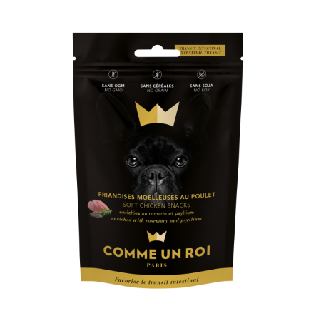 Comme Un Roi - Friandises Sans Céréale Poulet Romarin Psyllium pour le Transit Chien 100 gr