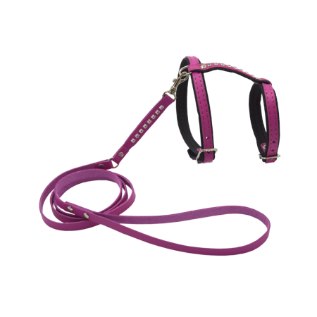 Comme Un Roi - Harnais et Laisse Cuir So Funky Rose pour Chat - TU
