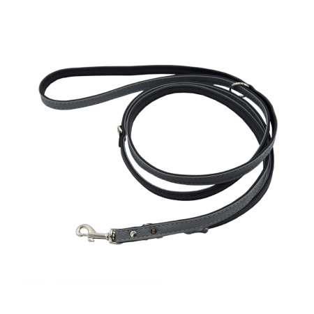 Comme Un Roi - Laisse Cuir Ajustable So Nature Gris / Noir pour Chien - TU