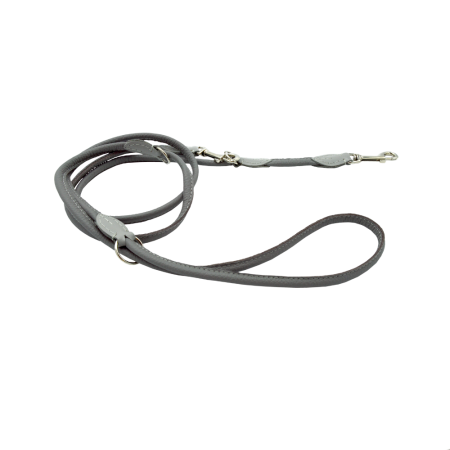 Comme Un Roi - Laisse Cuir Ajustable So Nature Gris pour Chien ou Chat - TU