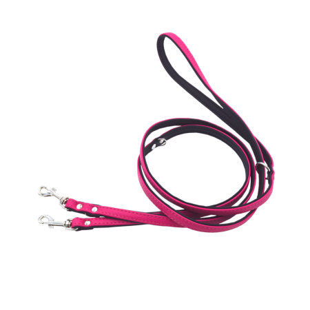 Comme Un Roi - Laisse Cuir Ajustable So Trendy Rose / Noir pour Chien - TU