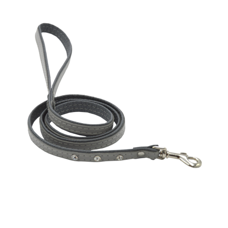 Comme Un Roi - Laisse Cuir et Strass So Nature Gris pour Chien ou Chat - TU