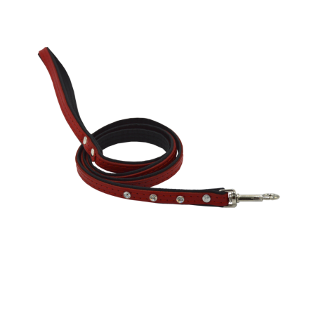 Comme Un Roi - Laisse Cuir et Strass So Trendy Rouge / Noir pour Chien ou Chat - TU