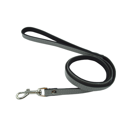 Comme Un Roi - Laisse Cuir So Nature Gris / Noir pour Chien ou Chat - TU