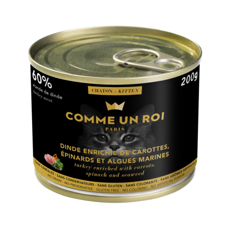 Comme Un Roi - Pâtée Sans Céréales Dinde Chaton 200 gr