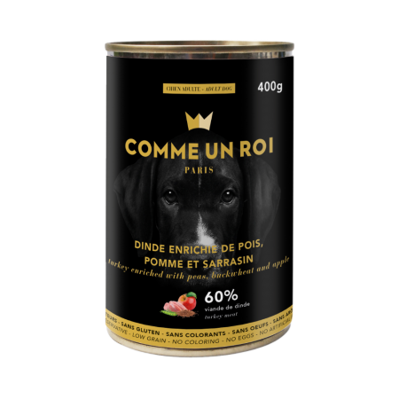 Comme Un Roi - Pâtée Sans Céréales Dinde Chien 400 gr