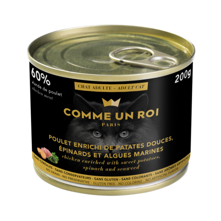 Comme Un Roi - Pâtée Sans Céréales Poulet Chat Adulte 200 gr