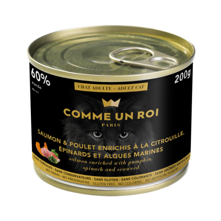 Comme Un Roi - Pâtée Sans Céréales Saumon Chat Adulte 200 gr